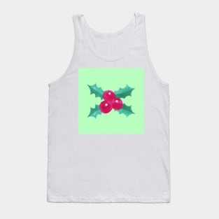 Green Festive Holly Berries Tank Top